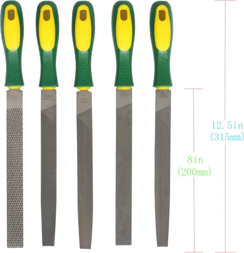 Miniatura 3 de ASNOMY Juego de lima y raspa de acero resistente de 8 pulgadas con asas de goma, escobilla de acero de alto carbono y lima de metal plano