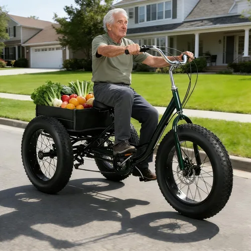 Miniatura 5 de Triciclo para Adultos, Triciclo de Neumáticos Gruesos de 20 Pulgadas para Adultos, Triciclo para Adultos de 7 Velocidades 20x4 Triciclo