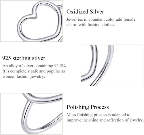 Miniatura 6 de MUNDELL Anillos de plata de ley 925 simples minimalistas para mujer, joyería de compromiso de boda