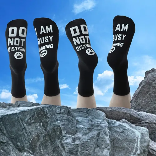 Miniatura 7 de Calcetines con texto en inglés "Do Not Disturb I'M Gaming", regalo para adolescentes y niños, calcetines para jugadores, para hombres, padre, papá