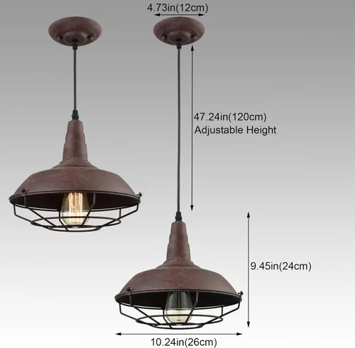 Miniatura 5 de DAYCENT Lámpara Colgante Estilo Granero Iluminación Colgante Enjaulada de Granja Lámpara Colgante de Alambre Metálico Industrial Accesorios