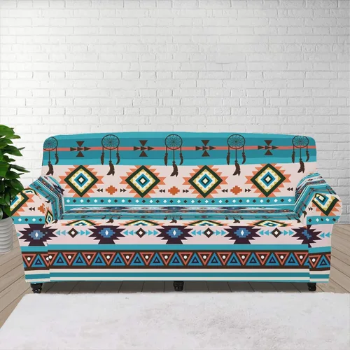 Miniatura 10 de Funda de sofá de alta elasticidad con patrón de geometría azteca atrapasueños, acogedor protector de sofá apto para sofá de 1 cojín, accesorios