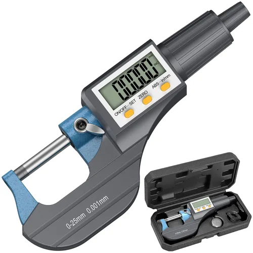 HDLKNAK - Micrómetro digital, herramienta de medición de precisión de micrómetro exterior, 0-1"/0-25 mm, pulgada/métrica 0.00005"/0.001 mm,