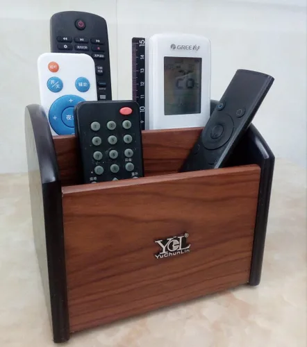 Miniatura 2 de Tenedor de control remoto giratorio, soporte de pluma para escritorio, organizador de almacenamiento remoto de madera, carrito de control remoto