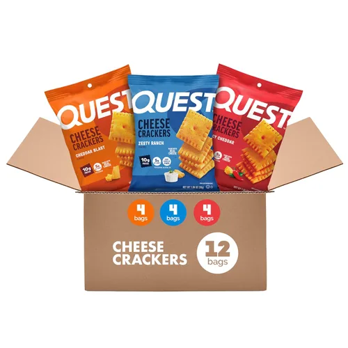Miniatura 18 de Quest Nutrition - Galletas de queso cheddar picante, 0.35 oz de proteína, bajas en carbohidratos, hechas con queso real, 12