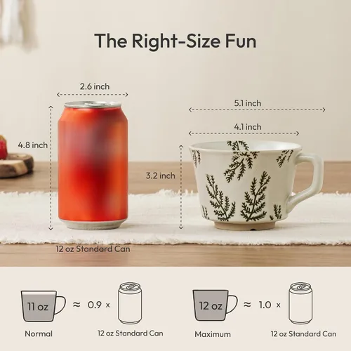 Miniatura 3 de Taza de café de cerámica, taza de té única y novedosa de 12 onzas con asa, taza de gres para té, moca, latte, capuchino, expreso