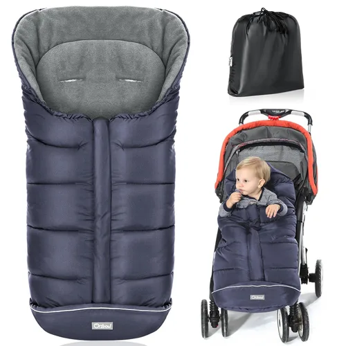 Miniatura 7 de Orzbow Saco universal para cochecito, saco de dormir cálido para invierno, impermeable y resistente al viento con forro de polar cálido para Negro