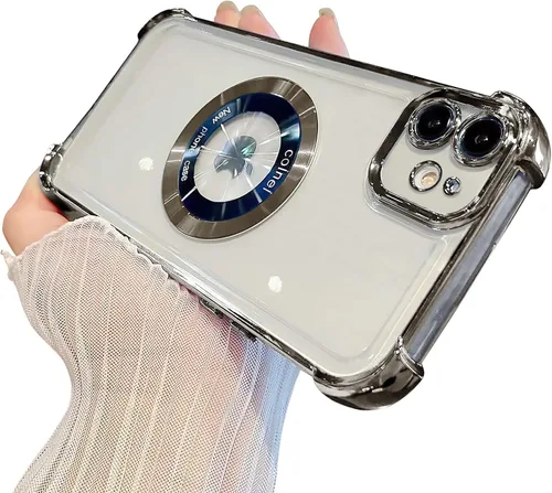 Miniatura 32 de Funda magnética transparente para iPhone 14 Plus, lujo brillante en las cuatro esquinas, protección de grado militar a prueba de golpes