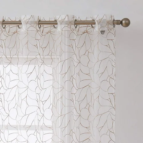 Miniatura 13 de Warm Home Designs Par de 2 cortinas de longitud corta de 54 pulgadas de ancho x 63 pulgadas de largo, cortinas transparentes bordadas con bordado