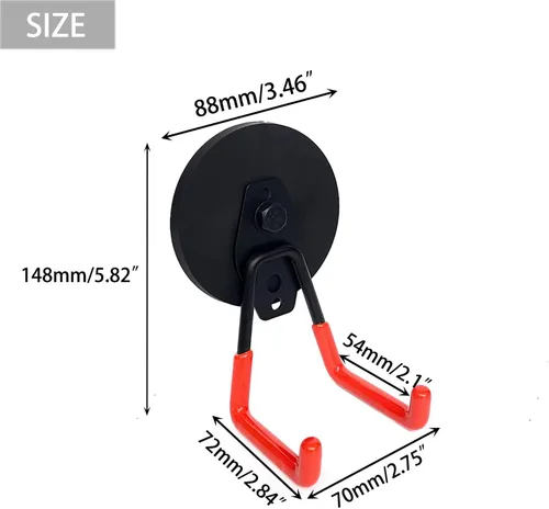 Miniatura 4 de Ganchos magnéticos resistentes, ganchos magnéticos grandes y fuertes para colgar, ganchos magnéticos para herramientas con revestimiento de goma