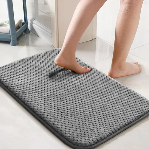 Miniatura 8 de H.VERSAILTEX Juego de alfombras y tapetes de baño, 2 piezas absorbentes de espuma viscoelástica, antideslizantes, suaves y peludas para baño, Gris
