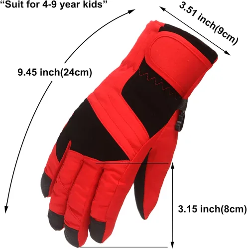 Miniatura 3 de Baby Boy Girl Ski Gloves - Windproof Thermal Thick Snow Skating Full Finger Toddler Mittens Winter Warm Kids Gloves for 4-9Y