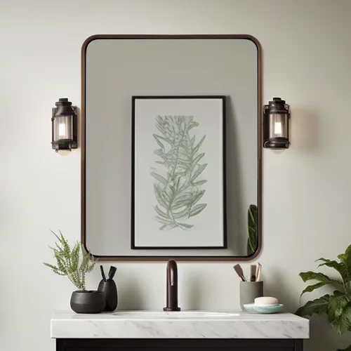 Miniatura 52 de ANDY STAR Espejo de baño negro de 24 x 30 pulgadas, espejos de tocador de baño negros para pared, espejo rectangular redondeado para fregadero