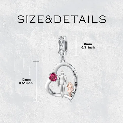 Miniatura 150 de PROESS Dije para padre, madre e hija, pulsera de plata de ley para pulseras, regalos de cumpleaños, día de San Valentín, para hija, madre, amante