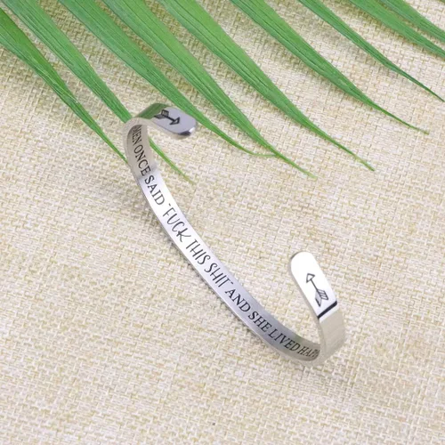 Miniatura 4 de JoycuFF - Pulseras de acero inoxidable para mujer, con frase inspiradoramantra (en inglés) oculta, un regalo para mostrarle tu apoyo a tus amigas