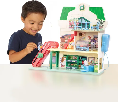 Miniatura 3 de Bluey Bluey - Juego de supermercado y bingo con escalera mecánica, juguetes de simulación para niños pequeños, sonidos y 15 piezas, juego de tienda