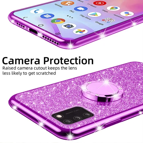 Miniatura 6 de nancheng Funda de teléfono para TCL A3X (A600DL), funda para Alcatel TCL A3X niñas y mujeres, bonita funda de silicona transparente con purpurina