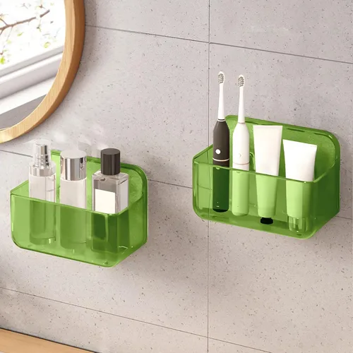 Miniatura 11 de CGBE Paquete de 2 organizadores para puerta de gabinete, estante adhesivo acrílico, almacenamiento montado en la pared, estantes de ducha