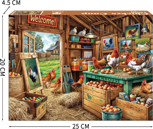 Miniatura 3 de Rompecabezas de Gallinero para Adultos de 1000 Piezas, Rompecabezas para Adultos, Juguetes de Juego Desafiantes para Adultos, Rompecabezas