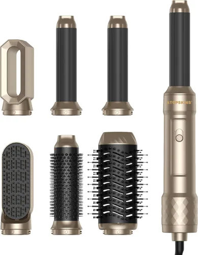 Miniatura 10 de Cepillo secador de cabello mágico Air Styler 6 en 1, cepillo secador iónico negativo y 3 configuraciones de calor, rizado automático desmontable