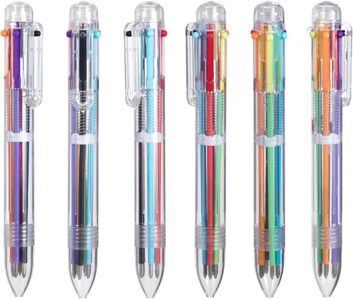 favide Paquete de 6 bolígrafos multicolor 6 en 1 de 0.5mm, bolígrafos retráctiles de 6 colores para suministros de oficina y escuela, regalo para