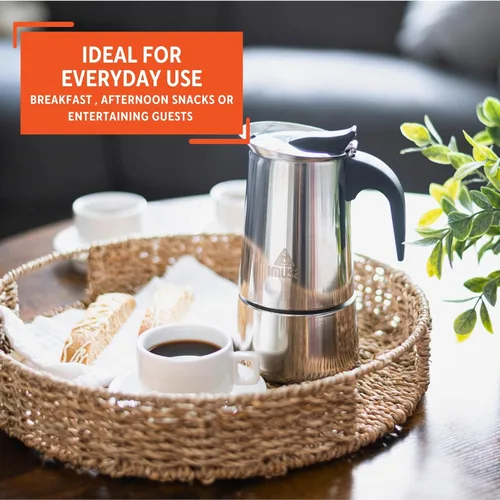 Miniatura 7 de IMUSA EE. UU. B120-22061M Cafetera de expreso para estufa de acero inoxidable, 4 tazas, plateado