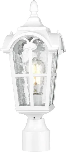 Emliviar Luz de poste moderna para exteriores, lámpara exterior de 17 pulgadas, aluminio con vidrio de agua, acabado blanco, WE215P WH Blanco - Vaso
