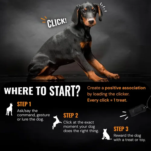 Miniatura 3 de Clickers de metal para entrenamiento de perros – Clicker de perro negro para entrenamiento con sonido fuerte y nítido para recompensa