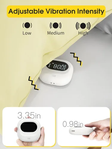 Miniatura 4 de Roxicosly Reloj despertador vibratorio súper fuerte para durmientes pesados, agitador de cama de vibración ajustable debajo de la almohada