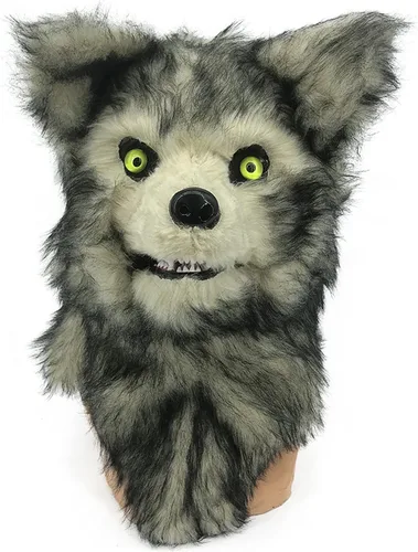 QIAGA - Máscara de terror realista de Halloween con mandíbula móvil, máscara de cabeza de lobo movible para fiesta de Halloween, disfraz de cosplay,
