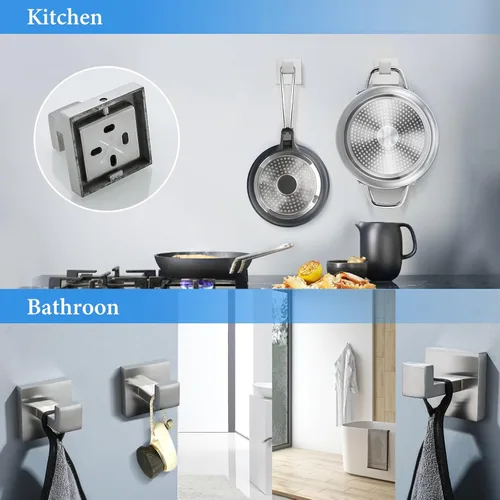 Miniatura 5 de Juego de accesorios de baño de barra de toalla de níquel cepillado Juego de accesorios de baño Incluyendo doble toallero, anillo de toalla, gancho 6