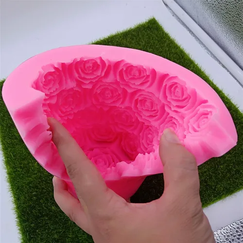 Miniatura 3 de Moldes de vela cilíndrica de rosa grande que hace moldes de vela de silicona para velas 3D molde de vela para velas de boda de arte