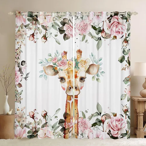 Miniatura 28 de Cortinas opacas con estampado de animales de safari, guepardo, cebra, tigre, jirafa, leopardo, 104 pulgadas de ancho x 84 pulgadas de largo