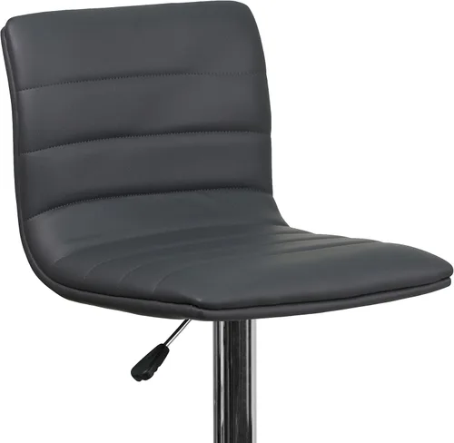 Miniatura 9 de Flash Funiture silla de bar ajustable con base cromada, Vinilo, Gris