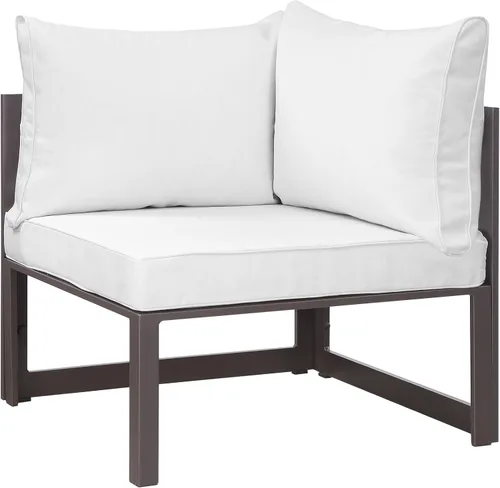 Miniatura 10 de Modway Fortuna otomana de aluminio para patio al aire libre, color blanco y gris Blanco Gris