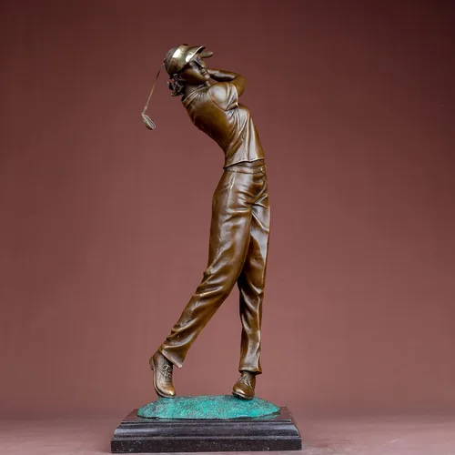 Miniatura 5 de Escultura de golfista Estatua de bronce Estatua de golf Escultura Golfista Decoración Artes Regalos Centro de mesa Estatua del hogar Chica golfista