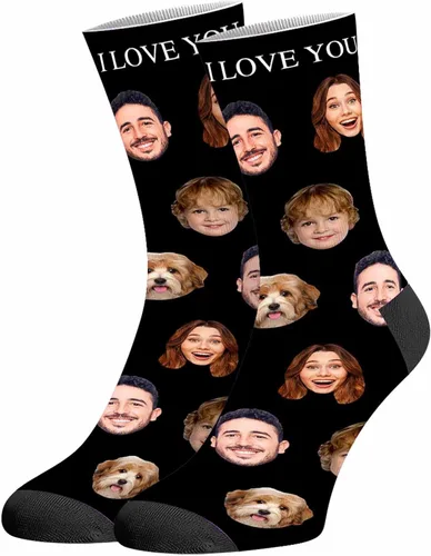 D-Story Calcetines personalizados con foto fabricados en Estados Unidos, calcetines personalizados con imagen, regalo del día del padre para