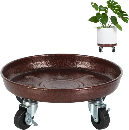 Carrito para plantas de 10 pulgadas con ruedas, resistente, capacidad de 240 libras, 4 ruedas giratorias (2 bloqueos), soporte de acero rodante para