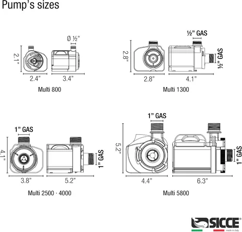 Miniatura 3 de Sicce Multi Quiet 4000 Bomba de agua sumergible 990 GPH flujo ajustable para acuarios, estanques, jardín acuático e hidroponía