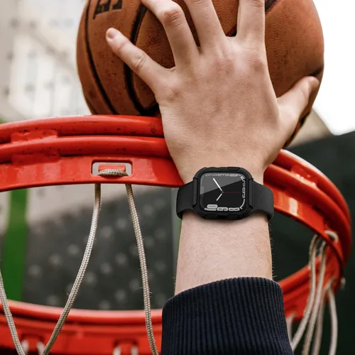 Miniatura 8 de EDIMENS Paquete de 2 fundas resistentes compatibles con Apple Watch de 1.772 pulgadas Series 9/8/7 con protector de pantalla de vidrio templado