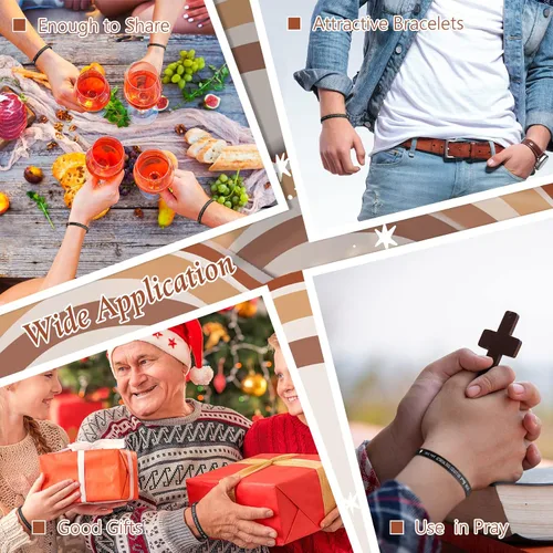Miniatura 6 de Jeyiour 40 pulseras de versículo bíblico a granel, pulseras de cuero cristiano a granel, pulseras de citas de las Escrituras de la fe de Dios