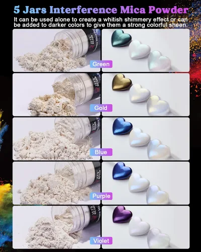Miniatura 4 de LET'S RESIN Polvo de Mica de 60 Colores, Pigmento Perlado Natural en Polvo para Resina Epoxi/Resina UV para Fabricación de Velas, Tinte de Pigmento