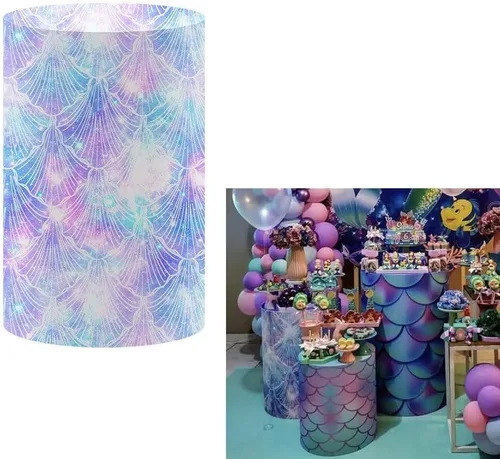 Miniatura 9 de Fundas cilíndricas de color rosa pastel para fiestas, cubierta de pedestal, sirena para niñas, regalos de fiesta de cumpleaños, baby shower, boda