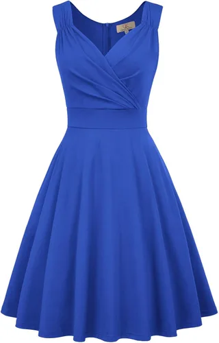Miniatura 4 de GRACE KARIN - Vestido de cóctel para dama de honor sin mangas acampanado con cuello en V y envolvente