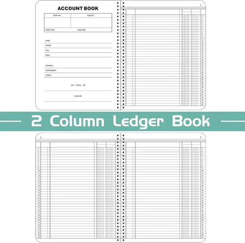 Miniatura 2 de Sayglossy Paquete de 2 libros de contabilidad columnar para contabilidad de negocios, 100 páginas, 8.5 x 11 pulgadas, Wire-O (2 columnas)