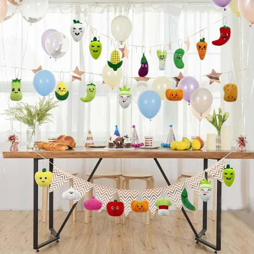 Miniatura 4 de Juego de 40 piezas de juguetes de peluche de alimentos de verduras, lindo llavero de juguete de peluche de vegetales pequeños para recuerdos