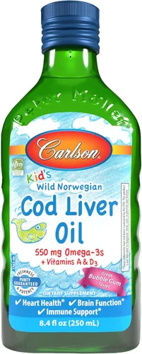 Miniatura 11 de Carlson - Aceite de hígado de bacalao 1100 mg Omega-3 más vitaminas A y D3 - Suplemento de omega 3 EPA DHA de captura silvestre - Aceite de pescado