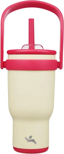 Miniatura 10 de Konokyo Vaso de 14 onzas con asa lateral, botella de agua aislada con popote y tapa 2 en 1, taza de acero inoxidable, taza de café de viaje