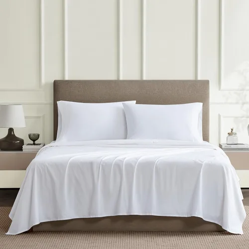 Miniatura 2 de SUPREME ELEGANCE Juego de sábanas de cama individual 100% algodón - Blanco ártico, ropa de cama de percal de 3 piezas, sábanas transpirables frescas