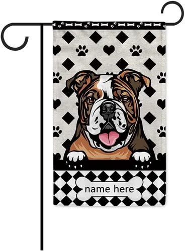Miniatura 30 de Bandera personalizada de jardín para perro, lindo perro salchicha salchicha, lunares, búfalo, bandera a cuadros para decoración del hogar al aire